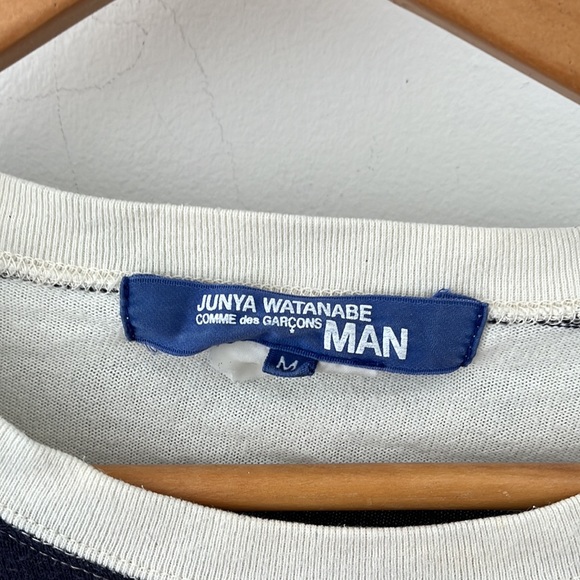 Junya Watanabe M 100% cotton blue/white striped woven long sleeve t-shirt - Picture 2 of 6